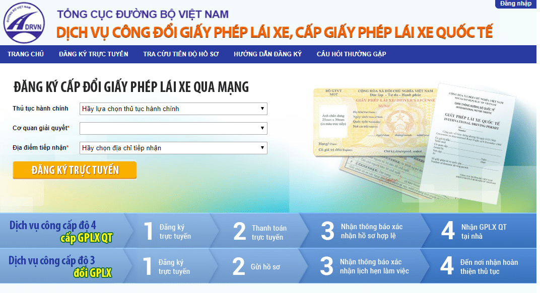 huong dan doi giay phep lai xe online tai nha do t