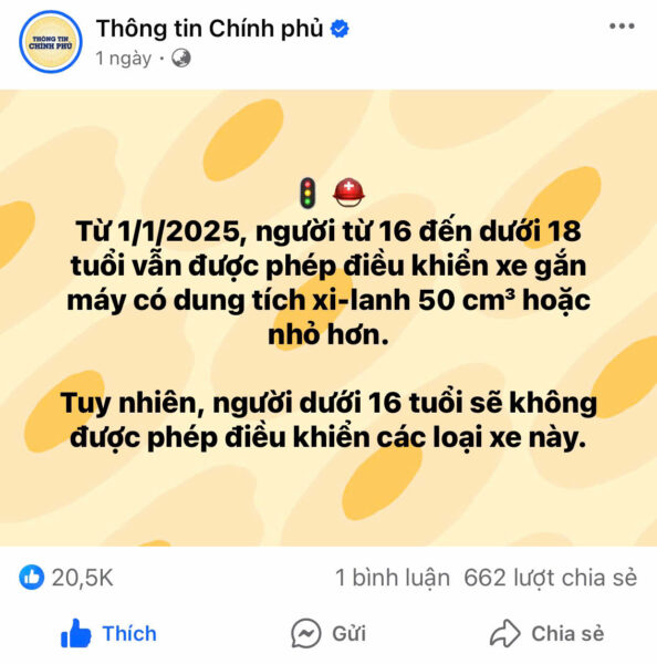 tu ngay 1 1 2025 nguoi tu 16 den duoi 18 tuoi van duoc phep dieu khien xe co dung tich xi lanh 50 cmc2b3 hoac nho hon truongsaigontourist.com