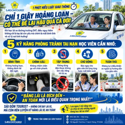5 kỹ năng phòng tránh tai nại khi học lái xe DAT học viên cần lưu ý